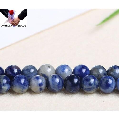 OMH Wholesale JD170 68 10 12mm Natural Jewelry DIY Making Bracelet Necklace Natural AAA Blue Vein Stone Loose Spacer Round Beads