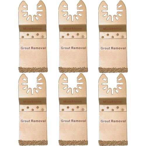 MiraShine 6 Oscillating Multi Tool Blade for Grout Removal with Carbide Grits Flush Cut, Universal FIT Multitool Attachment