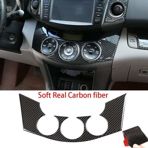 Real Carbon Fiber Central Console Switch Panel Cover Fit For Toyota RAV4 2006-2012