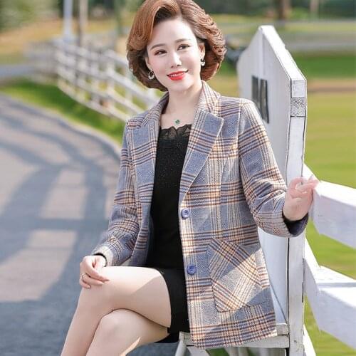Mother jacket suit blazer middle-aged womens jacket spring and autumn jacket women blazers for women blazer coat plaid blazer