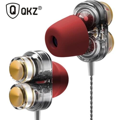 QKZ KD7 Earphones Dual Driver Sport Earphone 3.5mm Jack Headset Hands Free with Mic Music Earphone for Mobile Phone Tablet