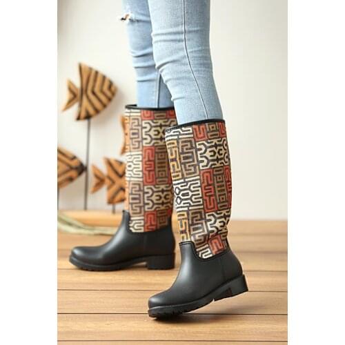 Ç19095 Pink Potin Black Women ÇizmeÇ19095