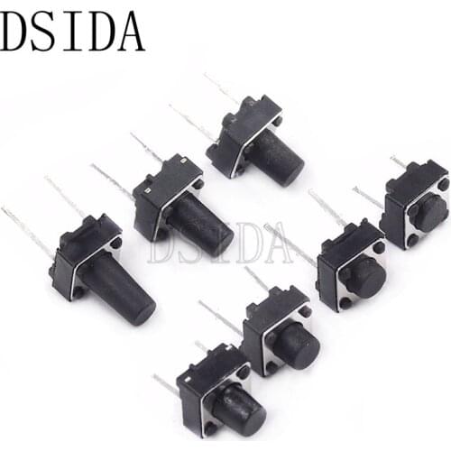 20pcs Middle 2pin 6*6*9 mm Switch Tactile Push Button Switches 6x6x9mm DIP-2 Light Touch Keys Keyboard