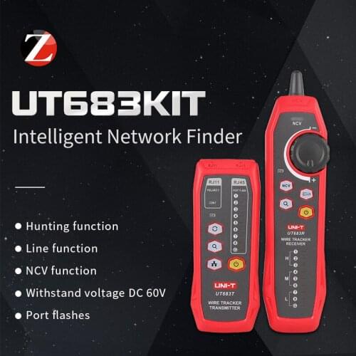 UNI-T UT683KIT Intelligent Network Cable finder Noise-free Withstand Voltage Flashes Cable tester DC 60V