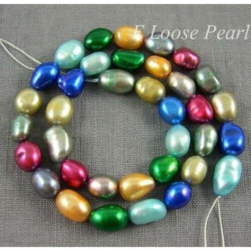 Unique Pearls jewellery Store Real Freshwater Pearl Baroque Loose Pearl Jewellery Mixed Color 7-8mm One Full Strand YLC1-69