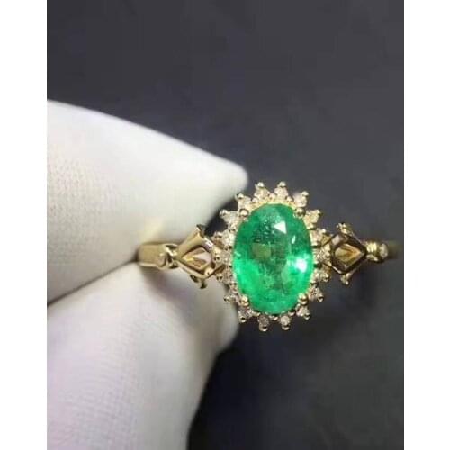High Quality Natural Emerald Gemstone Ring Real 925 Sterling Silver Fashion Fine Jewelry for Women Free Shipping【FS Jewelry