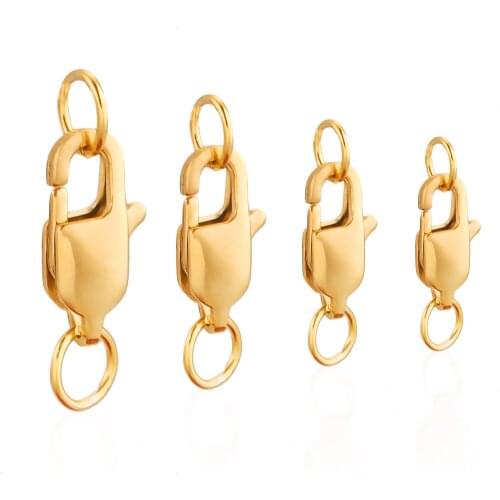 10pcs Gold Spolishing Wivel Clasp with Open Jump Ring Necklace Bracelet Lobster Clasp Hooks for DIY Jewelry Making Supplies