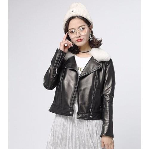 Real Sheepskin Coat Genuine Leather Jacket Women Spring Autumn Streetwear Slim Jackets Chaqueta Mujer YFN--9 YY437