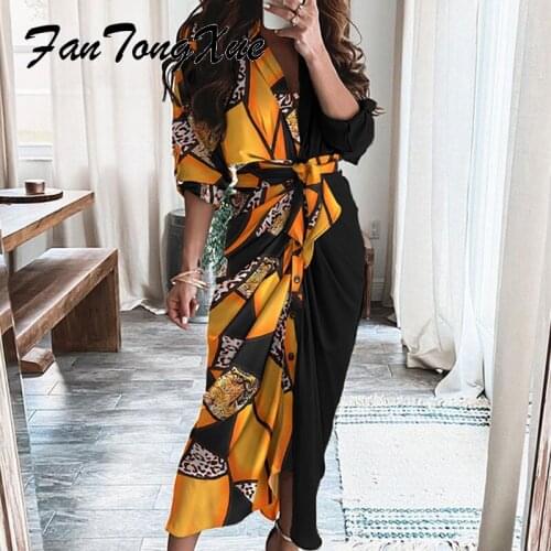 Office Lady Dress for Women 2021 Autumn Striped Print Button Sexy Dress Women Skinny Long Sleeve Deep V Neck Lady Long Dresses