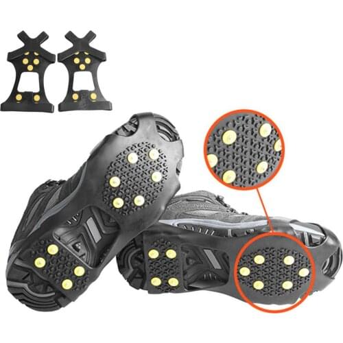1Pair 10 Studs Anti-Skid Ice Snow Shoe Spiked Climbing Grips Cleat Crampons Winter Climbing Camping Anti Slip Shoes Cover S-XL