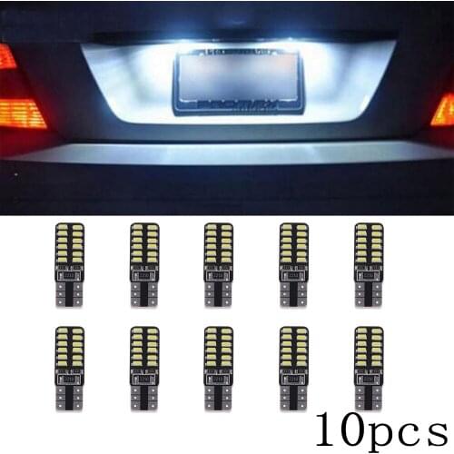 10pcs Auto Light 194 W5W T10-3014-24SMD Signal Bulb LED Canbus Error Free Car License Plate Lights Car-Styling