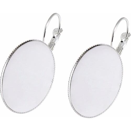 10pcs/lot Silver Color Size 10X14mm 13x18mm 18x25mm Earrings Blank Cabochon Base Setting Cameo Bezels Tray DIY Jewelry Making