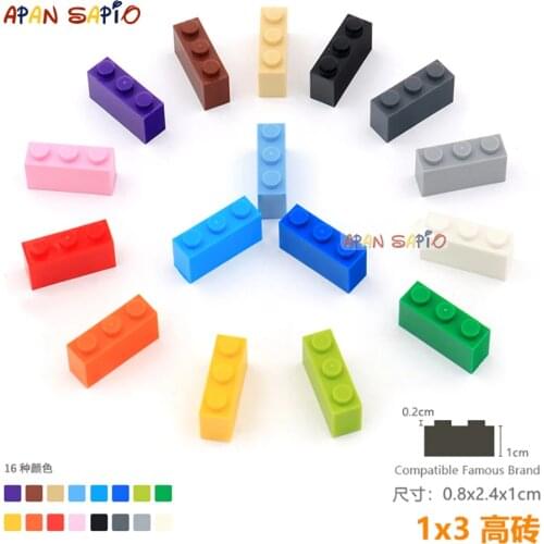 15pcs/lot DIY Blocks Building Bricks Thick 1X3 Educational Assemblage Construction Toys for Children Size Compatible With Brand