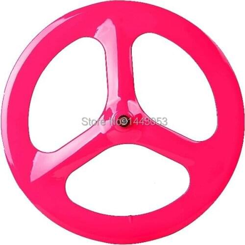 2014 NEWEST PINK tri spoke carbon front wheel,700C 3 spoke wheel,new design,clincher wheel