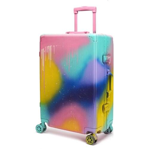 2020 Graffiti Aluminum Alloy Frame Luggage Trolley Case Unisex Suitcase Universal Wheel Rolling Doodle Luggage PC Shell 20 24 28