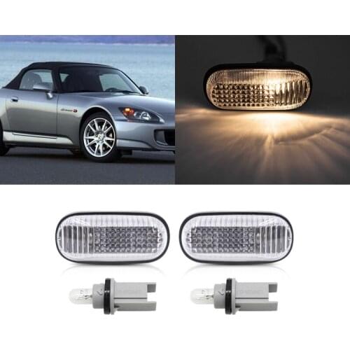 2x For Honda S2000 Fit Civic Accord Prelude Front Fender Clear Lens OEM Side Marker Light Turn Signal Lamp