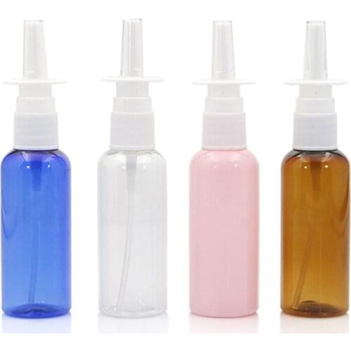 50pcs/lot 50ml colorful nasal spray PET straight spray bottle plastic bottle makeup liquid dispensing tool stand sprays PJ54-50
