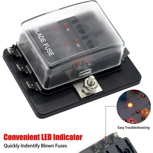 6 Way 12V 24V Car Power Circuit Auto Cut Blade Fuse Box Holder Block Panel Board Fuses Car Accessories