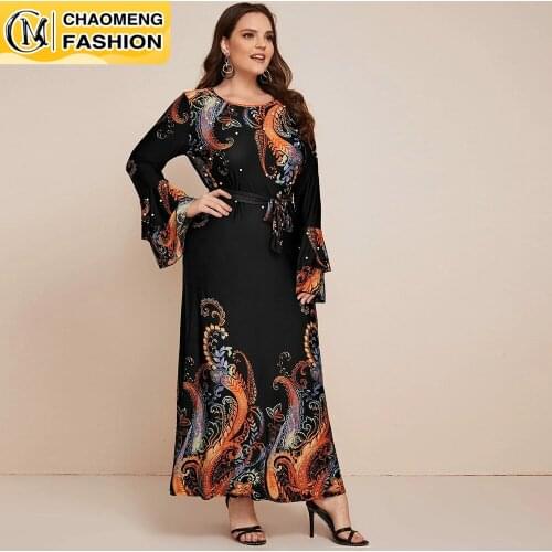 Abaya Dubai Kaftan Arab Pearls Muslim Fashion Hijab Dress Modest Floral Print Maxi Turkey Robe Women Islamic Clothing Plus Size