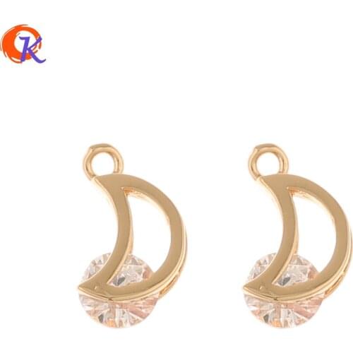 Cordial Design 50Pcs 9*14MM Jewelry Accessories/Hand Made/CZ Pendant/Monn Shape/DIY Making/Earring Findings/Rhinestone Charms