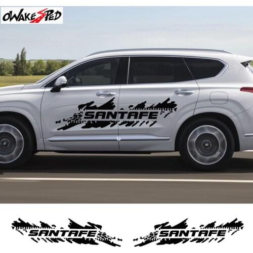 Car Both Side Stripes Styling For Hyundai Santa Fe Racing Sport Sticker Auto Body Door Decor Exterior Accessories Vinyl Decals
