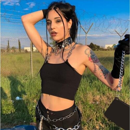 Chain Shoulder Strap Wild Inner Dispatchable Stretch Soft Solid Wear Night Club Clothing Summer Women Sexy Crop Top