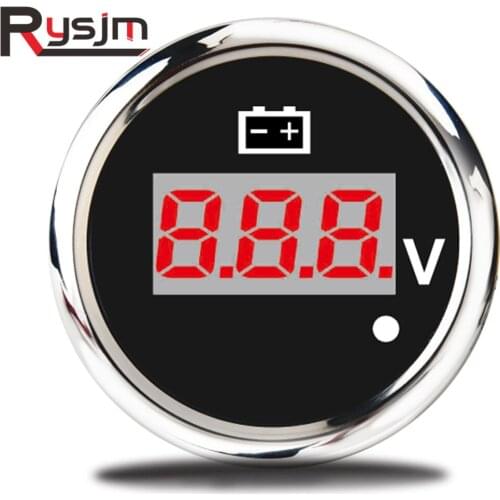 52mm Digital Voltmeter for Car Boat Voltage Gauge 8~32V Volt Meter Waterproof Motorcycle Voltmeter with Red Backlight & Alarm
