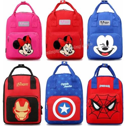 Mickey Mouse Kindergarten Schoolbag Disney Marvel Childrens Backpack Boy Anime Spiderman Backpack Cartoon Printed Bookbag Gift