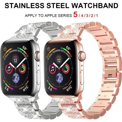 For Apple Watch band 40mm 44mm 38mm 42mm women Diamond Band for Apple Watch series54 3 2 1 iWatch bracelet stainless steel strap