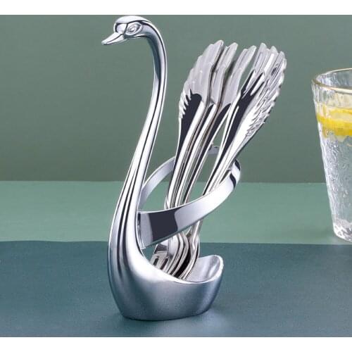 Elegant Swan Stainless Steel Cartoon Kids Fruit Forks Christmas Children Coffee Spoon Dessert Party Fork Sets Lunch Dinner