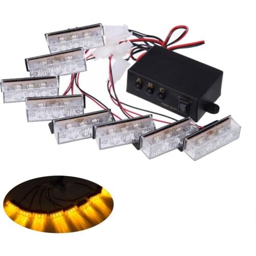 HEHEMM 3 X 8 LED Strobe Warning Light Emergency Vehicle Flash Lamp 8W Amber White