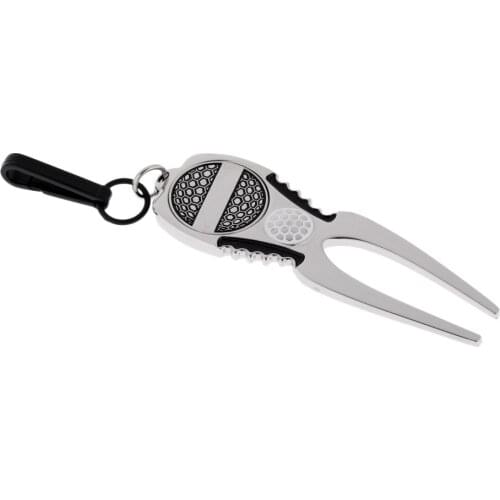 Zinc Alloy Golf Divot Tool Magnetic Ball Marker Pitch Repairer with Clip, Lightweight, Attaches Golf Bags or Carts