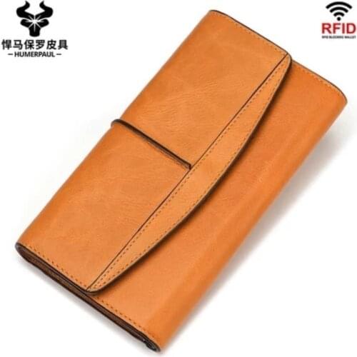 Cow Leather Rfid Genuine Leather Wallets Men Wallet Credit Business Card Holders Vintage Brown Leather Wallet Purses Quality