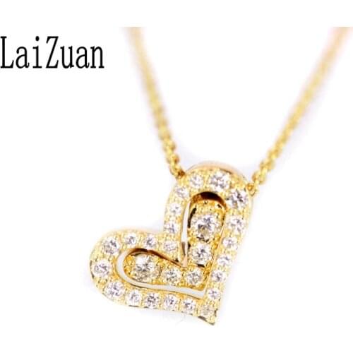 LaiZuan Solid 18K Yellow Gold 0.28CT Certified H/SI 100% Genuine Natural Diamonds Engagement Women Trendy Fine Jewelry Necklaces