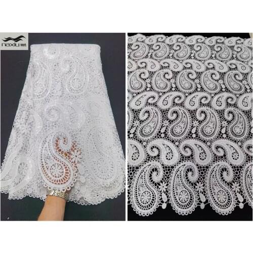 Madison African Sequins Lace Fabric 2021 High Quality Lace Guipure Cord Water Soluble Lace Nigerian Lace Fabrics For Wedding