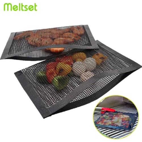 1PC Reusable BBQ Grill Mesh Bags Barbecue Grill Mesh Ourdoor Picnic Camping BBQ Tools BBQ Accessories