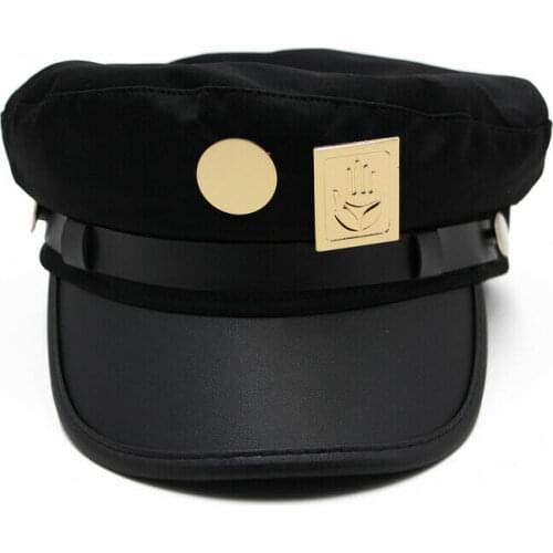 Cartoon JoJos Bizarre Adventure Cap Jotaro Kujo Joseph Army Military Hat JOJO Caps Hats Badges Pins Cosplay Props