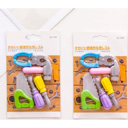 5pcs/lot Repair tool series set Eraser Stationery Shaped Creative kawaii rubber eraser School Supplies learning office supplies