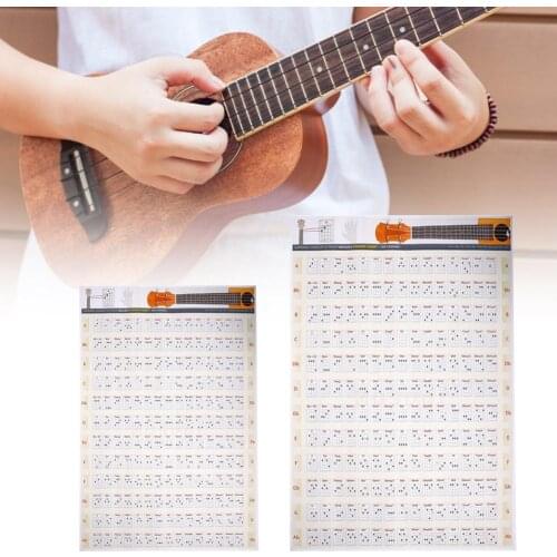 2 Size Ukulele Chord Stickers Chart Educational Reference Poster With Chord For Ukulele Players