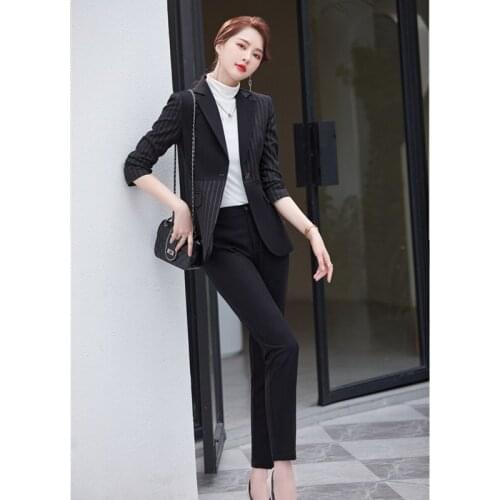 2021 new autumn and winter womens professional wear casual office suit single button ladies jacket two-piece fashion trousers