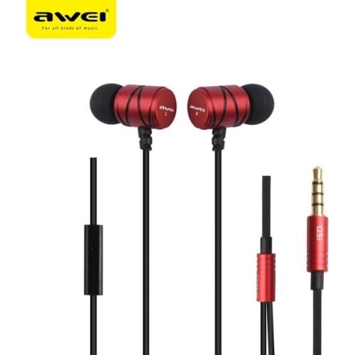 AWEI Q5i Wired Earphone In-ear Stereo Sound TPE 3.5mm Interface Earphone for Computer 9.8mm Bass Driver Big Moving Coil Headset