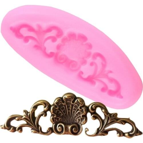 Baroque Scroll Relief Cake Border Silicone Mold Shell Fondant Chocolate Candy Gumpaste Mold Cupcake Wedding Cake Decorating Tool