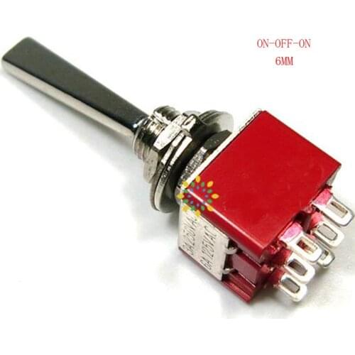 Toggle Switch Long Flat Handle 6 Pin ON-OFF-ON DPDT CQC UL ROHS Silvery Point Latching Switch