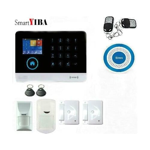 SmartYIBA Free shipping.Newest Wireless Home Security WIFI GSM SIM card FR RU ES PL Switchable Alarm system APP RFID Remote Con