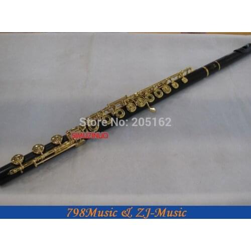 Star River(SR) GDWFL-683-Ebony Wood Grenadilla Flute-B foot-Open Hole-Split-E-Inline-G-Gold Plated-American Headjoint-NO.1