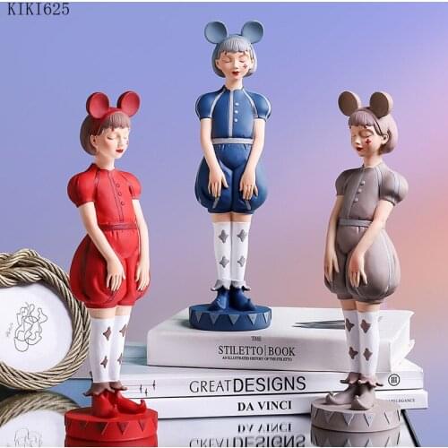 Creative Resin Girl Sculpture Decoration Circus Character Model Girl Room Decoration Abstract Art Portrait Statue Figurine Decor
