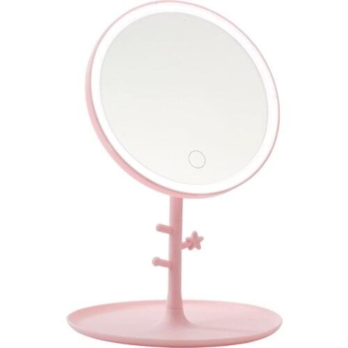 Usb Rechargeable Makeup Mirror With Tree Branches Ring Light Beauty Mirror With Light Touch Desktop Vanity Mirror