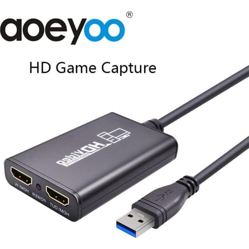 AOEYOO HDMI Capture USB 3. 0 HD Game Video Capture YUY2 1080P HDMI loop out with microphone Watching&Recorder For PS4 PC HDTV