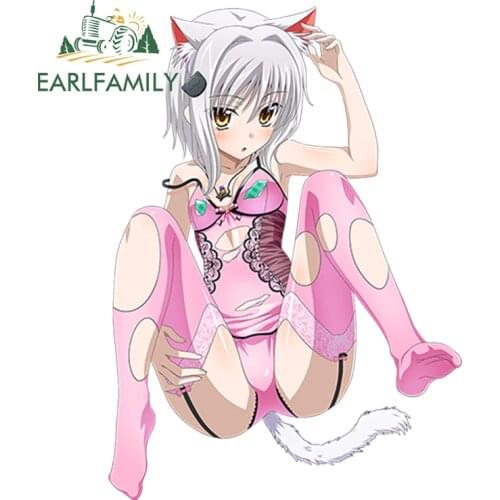EARLFAMILY 13cm Sexy Car Sticker High School DxD Anime Girl Beauty Toujou Koneko Vinyl Decal Waterproof Window Car Styling