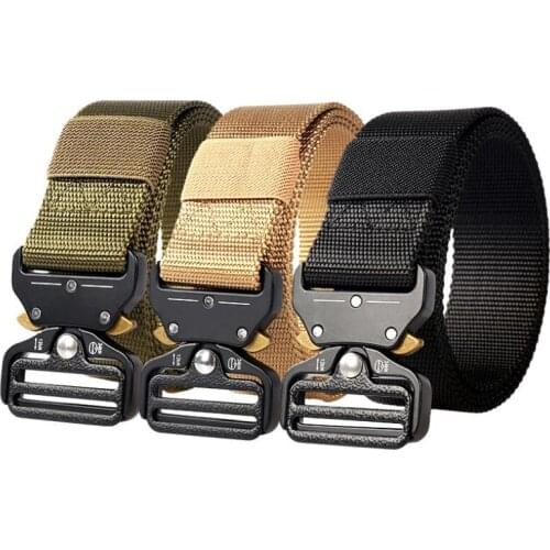Military Tactical Belt Army Alloy Buckle Nylon Waist Belts High Quality Men Waistband Outdoor Hunting Training Accessories 125cm